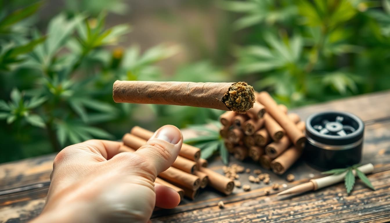 Shop pre rolled joints online, showcasing quality rolls and a relaxing atmosphere.