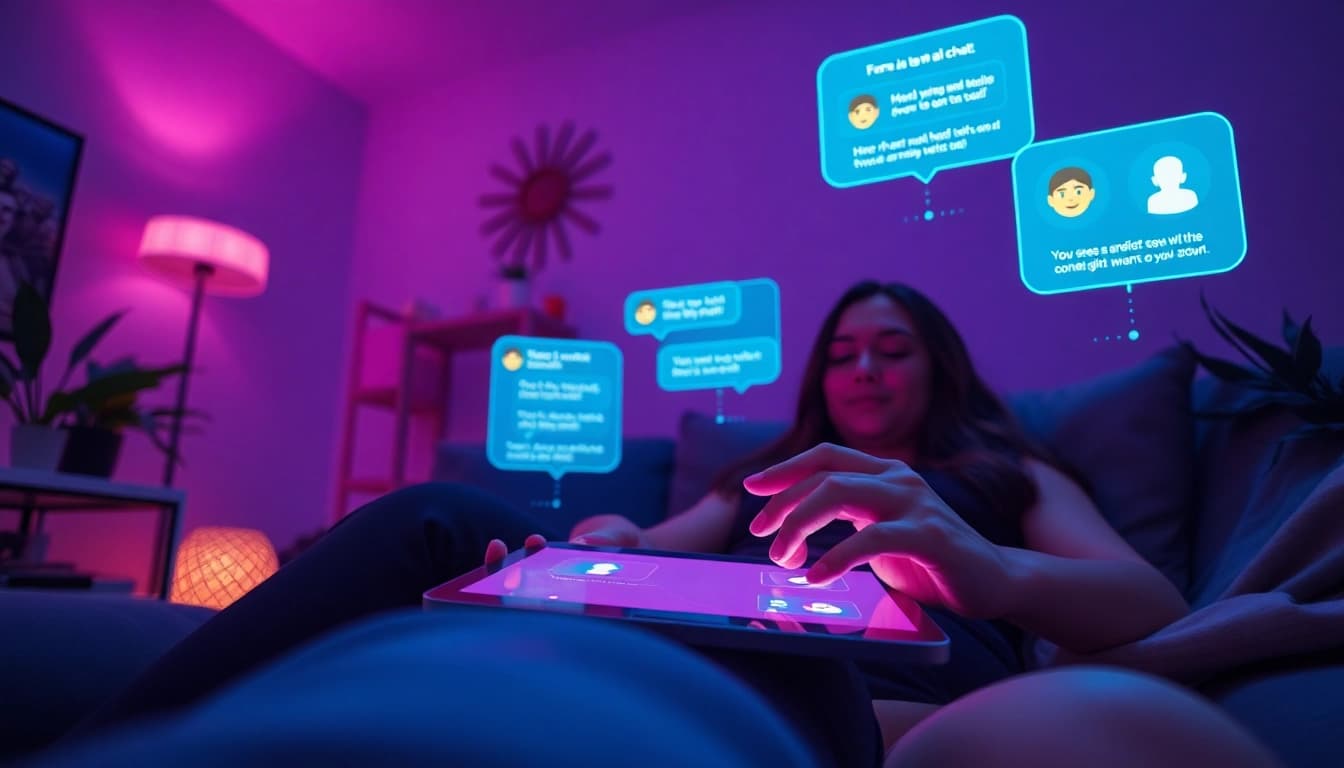 Engaging scene of a user interacting with an AI chatbot, highlighting the theme of sex ai chat.