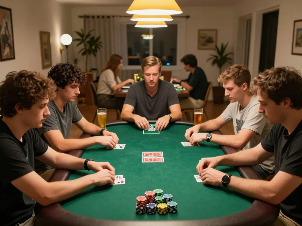 Players enjoy a poker night, showcasing the hidden wiki of strategies for social gaming.