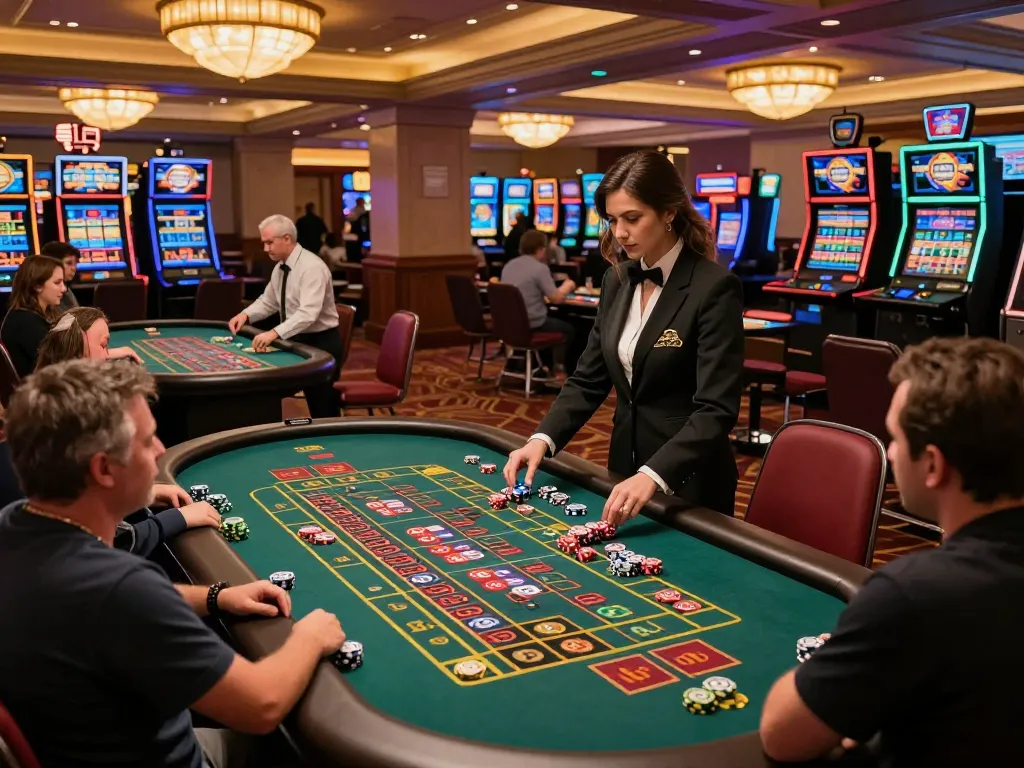 Players gambling at roulette tables in a vibrant casino atmosphere, showcasing exciting gameplay at https://s8inc.com/.