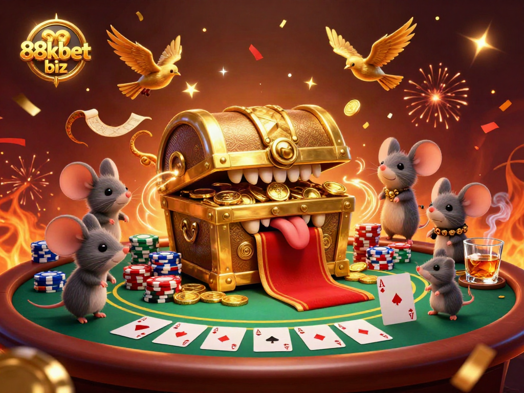 Engage with the vibrant 88kbet biz poker adventure featuring dynamic characters and exciting gambling elements.