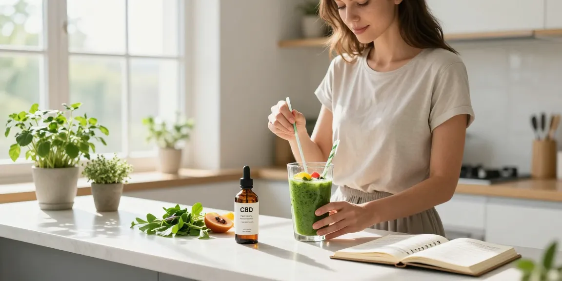 Ministry of Cannabis premium CBD oil in a vibrant morning wellness routine with fresh ingredients.