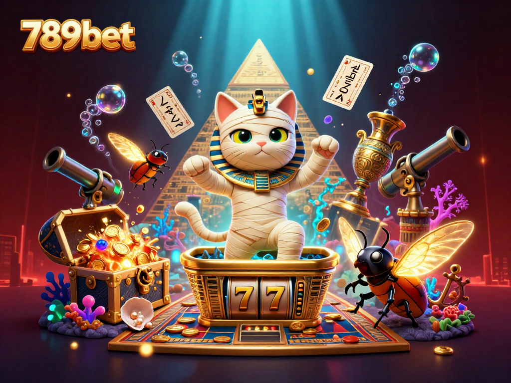 Experience winnings at 789bet with animated mummy cat and thrilling casino adventures.