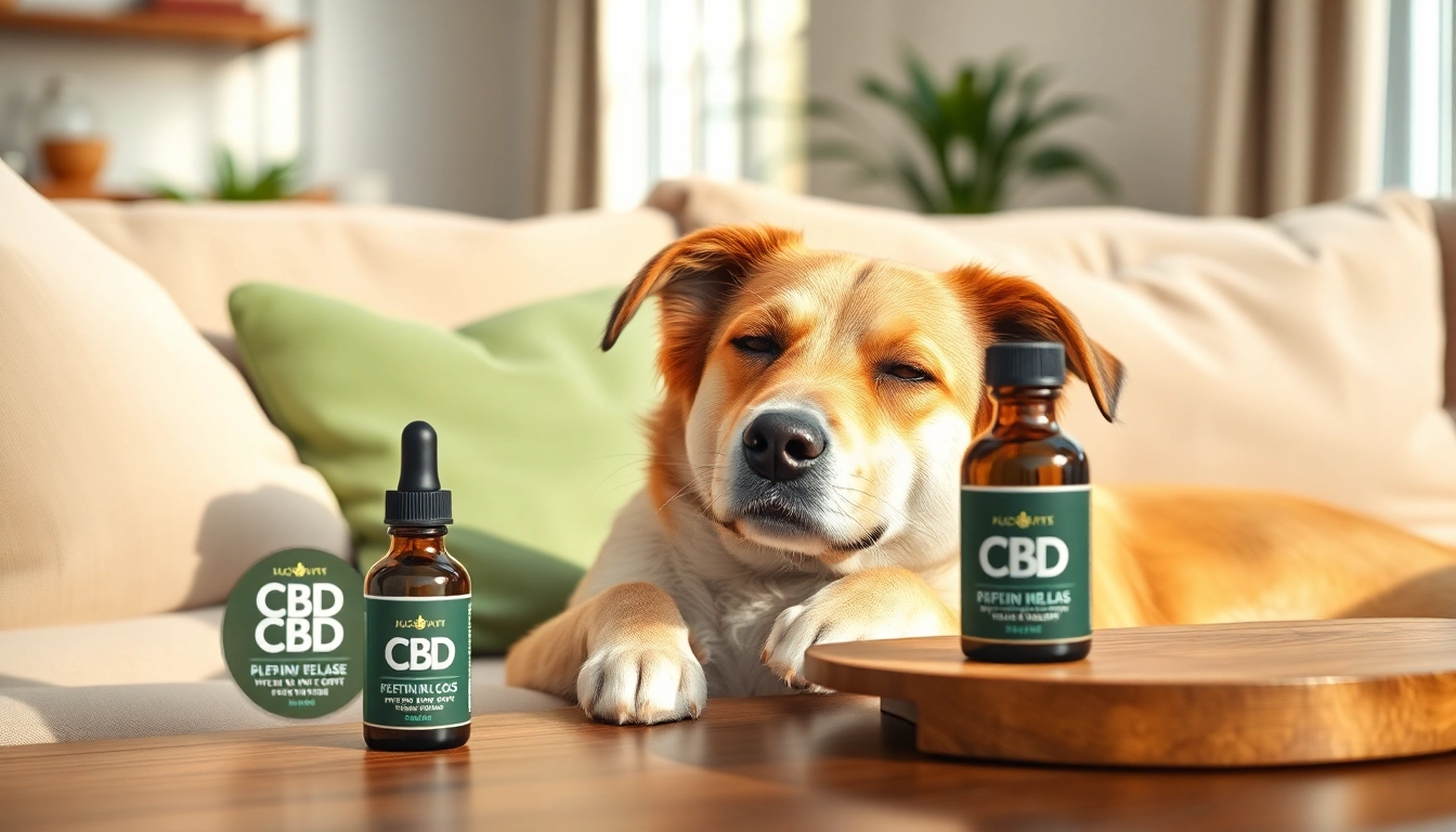Promote relaxation with CBD For Pet products in a cozy home setting for dogs.