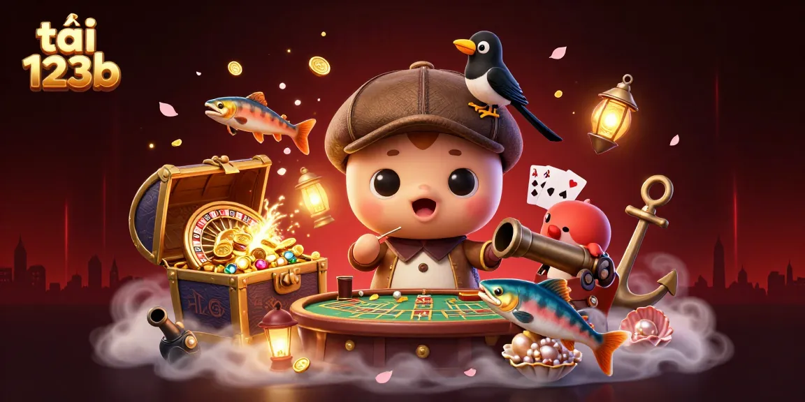 Experience the thrill of tải 123b, a vibrant 3D scene showcasing playful characters and dynamic casino elements.