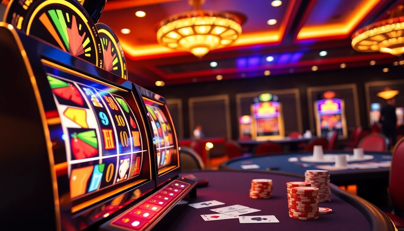 Scatter hitam symbol shines on a vibrant luxury slot machine at a bustling casino.