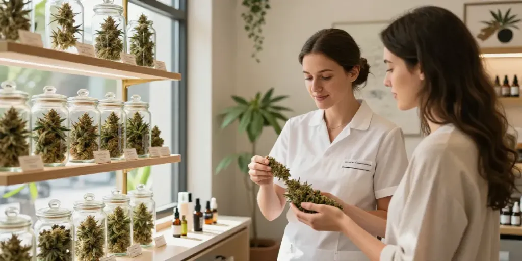 CBD Blüten kaufen at a premium cannabis shop, showcasing vibrant strains and expert guidance.