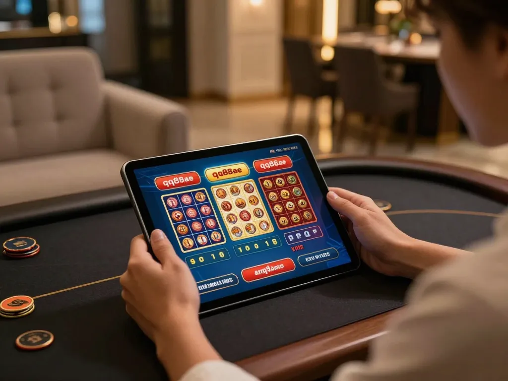 Engaging in smart betting strategies on qq88ae with tablet and live dealer games in a cozy setting.