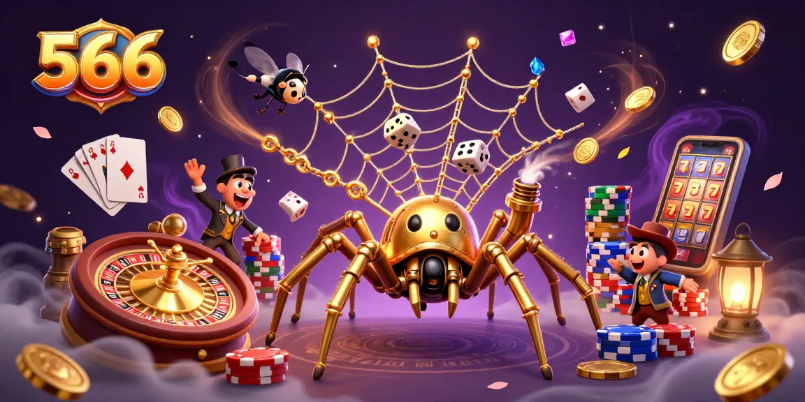 Experience thrilling luck at 566, with golden chains, cascading coins, and enchanting gaming elements.