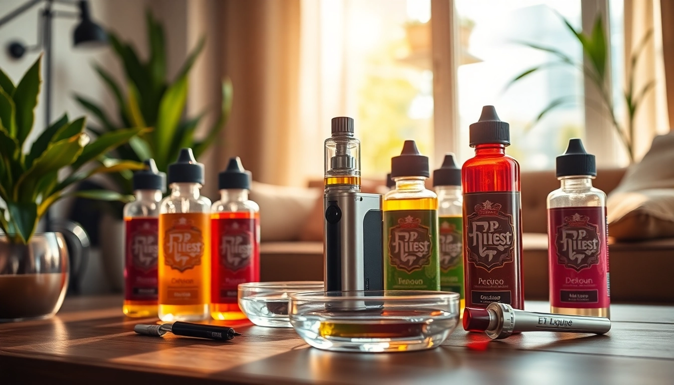 Showcase Vape & E-Liquids in a modern setting with vibrant colors and sleek design elements.