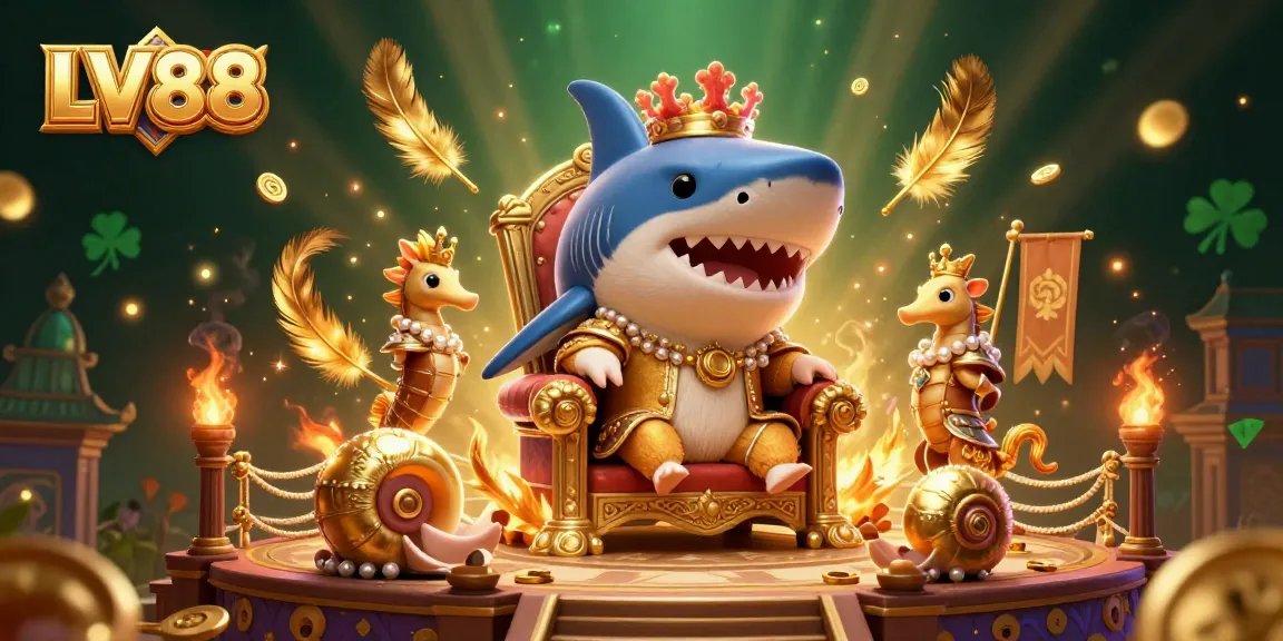 Experience LV88 action in a lively casino scene with a golden hamster king, seahorse guards, and treasure.