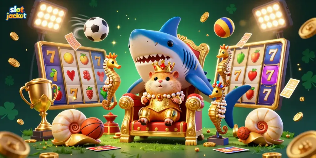 Experience thrilling action in a jackpot slot scene featuring a golden hamster king and dynamic gaming elements.