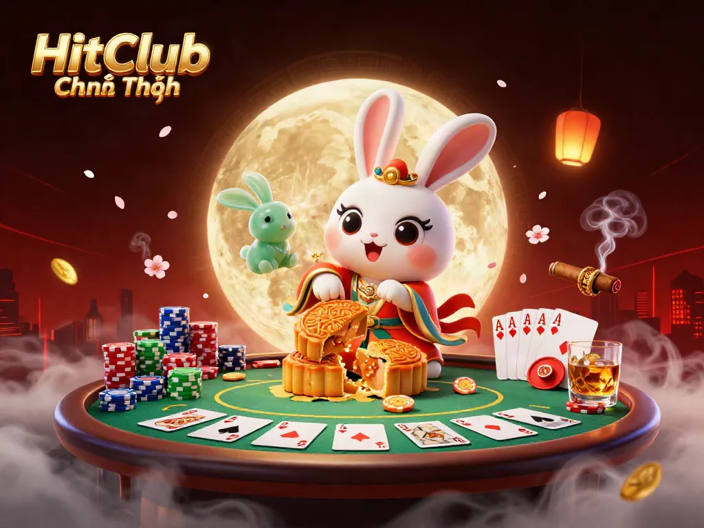 Engage in fun with HitClub Chính Thức, featuring vibrant gambling elements and iconic characters in a lively casino scene.