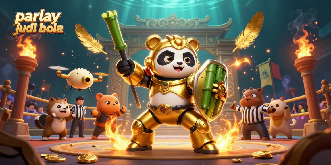 Experience thrilling parlay judi bola action in an exciting sports betting arena with lively characters.