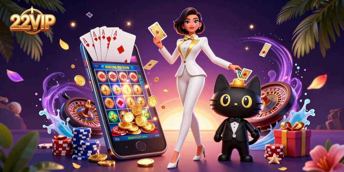 Experience thrilling games at 22VIP with a glamorous casino scene filled with excitement.