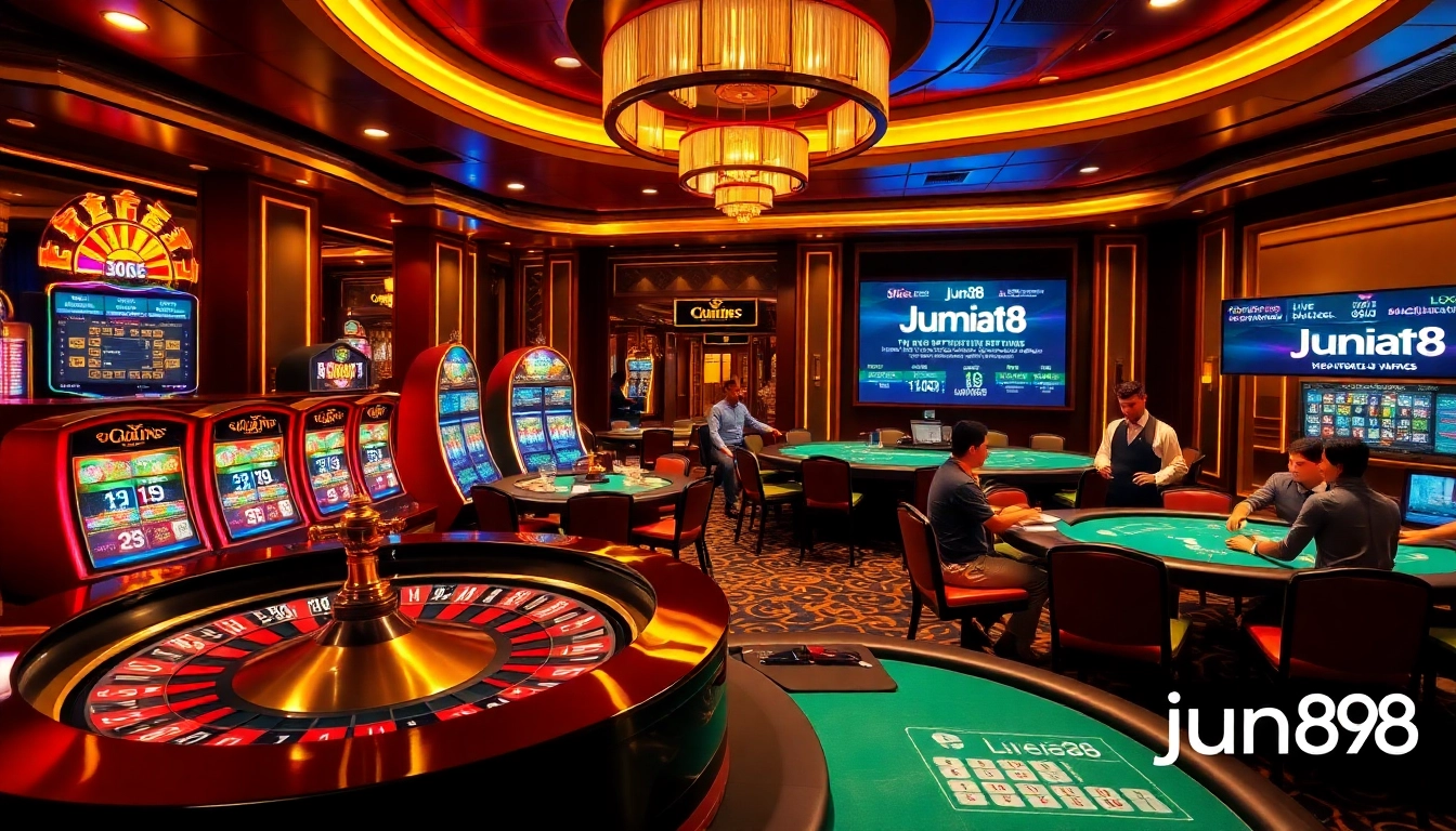 Experience the thrill of gambling at Jun88’s luxurious casino with exciting games and vibrant atmosphere.