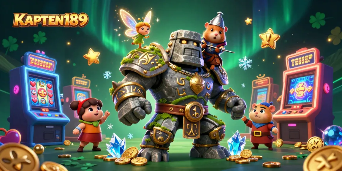 KAPTEN189 menghadirkan suasana perjudian slot online dengan golem ajaib dan keseruan permainan.