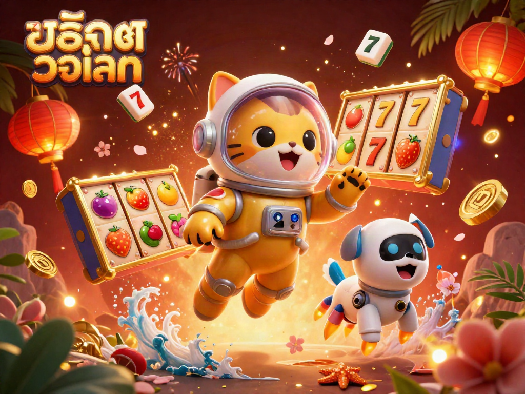Experience the thrill of สล็อตวอเลท with a vibrant 3D illustration of a casino-themed scene.