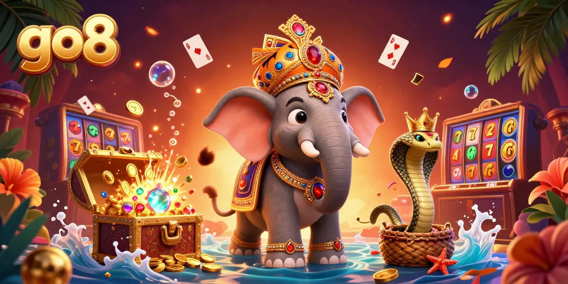 Engage with go8's vibrant casino world, featuring an ornate tiger and treasures from a jewel-encrusted environment.
