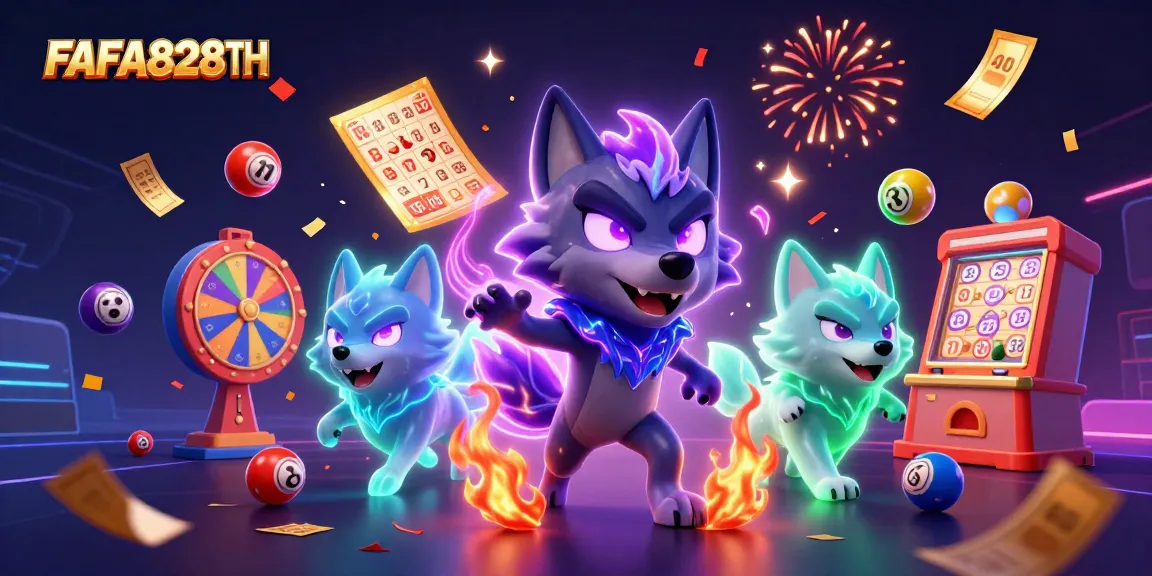 Experience thrilling gameplay with FAFA828TH as mystical wolves guide you through a vibrant casino.