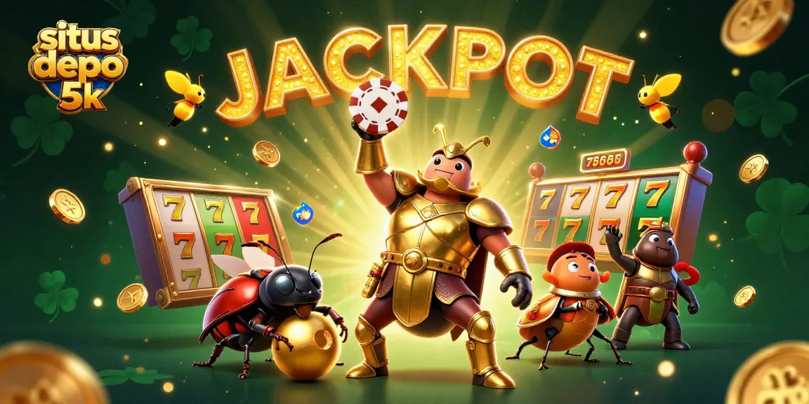 Spin the reels with situs depo 5k for big jackpots, featuring a winning hercules beetle.