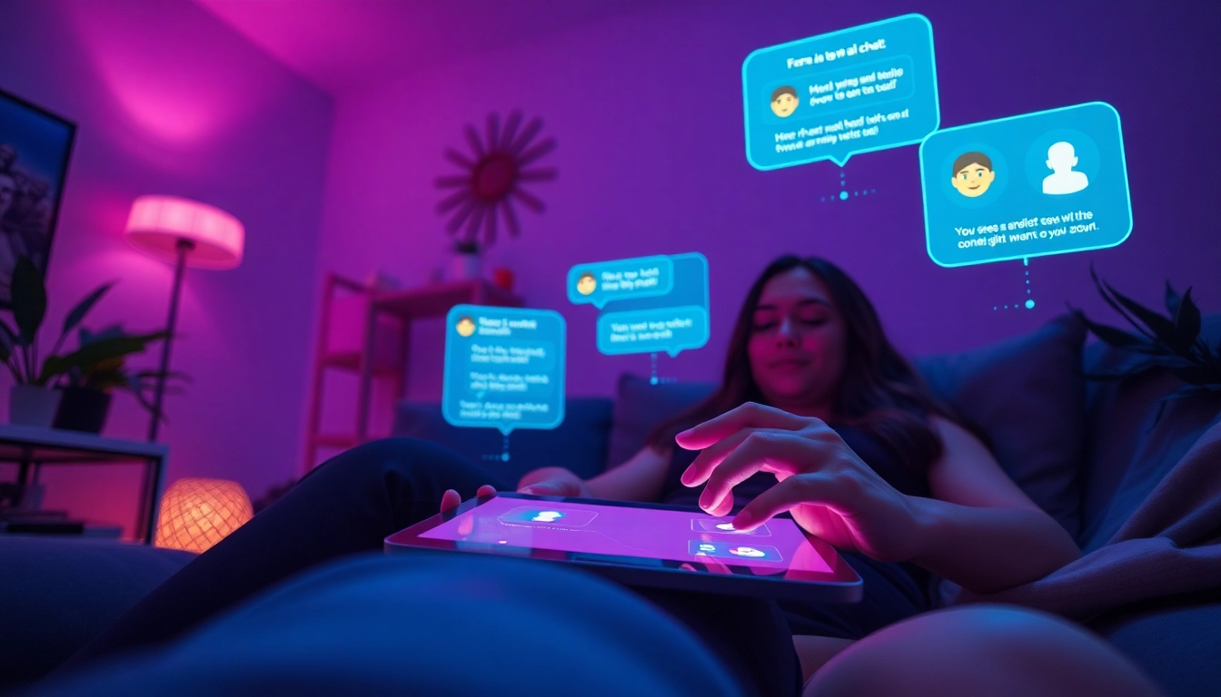 Engaging scene of a user interacting with an AI chatbot, highlighting the theme of sex ai chat.
