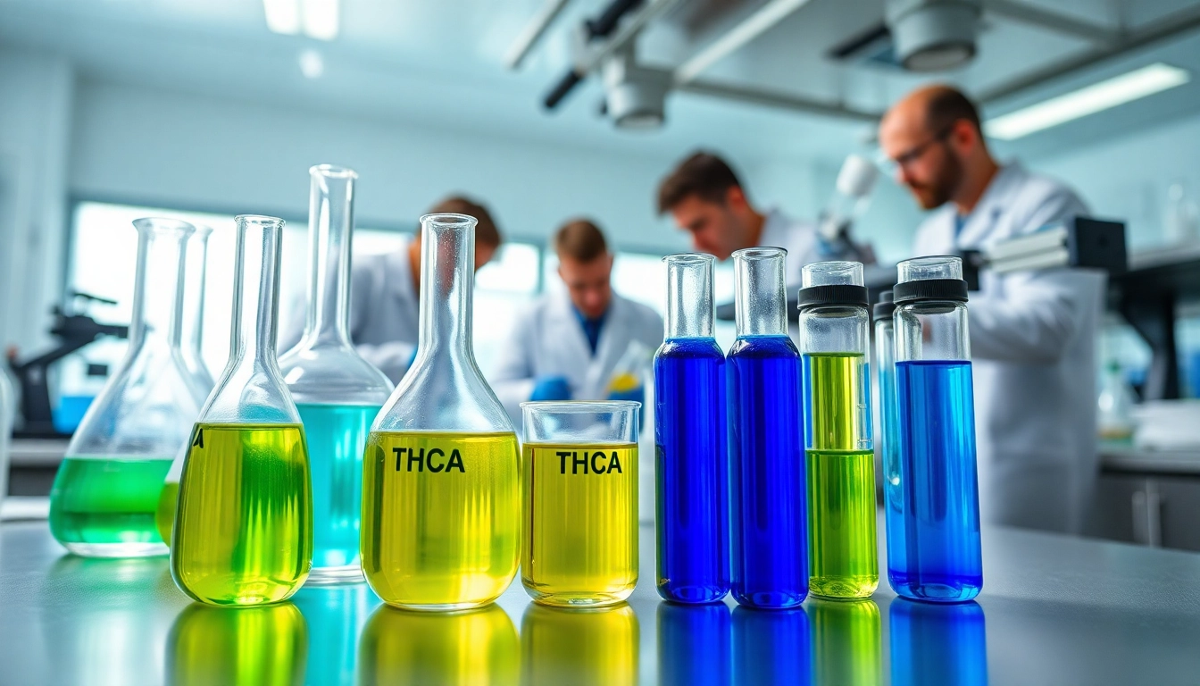 Laboratory analysis of THCA samples being conducted by scientists with advanced technology.