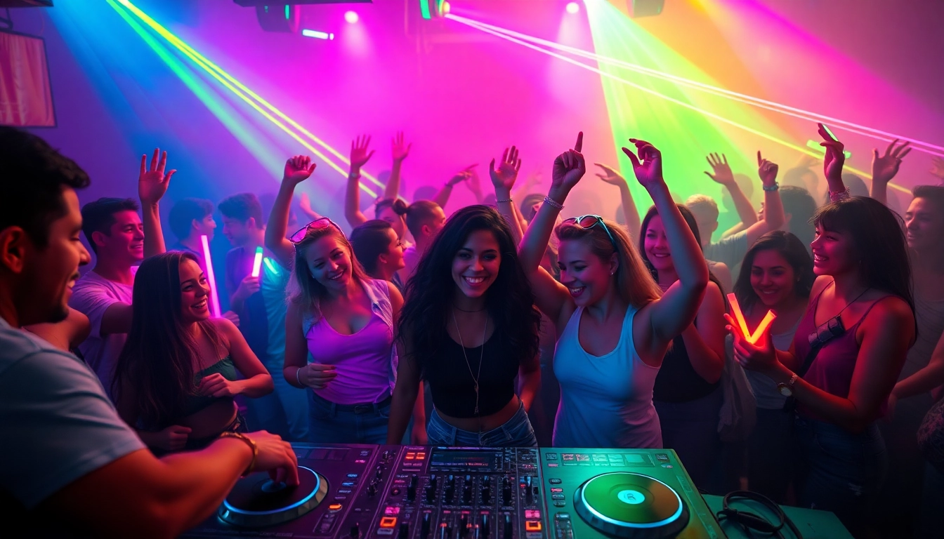 Experience the thrilling atmosphere of a Miami rave showcasing energetic crowds with vibrant neon lights.